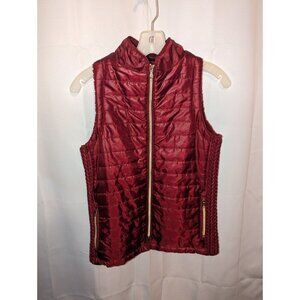 Q17 USA Maroon Women's Quilted Puffed Fake Fur Lined Vest Size Medium